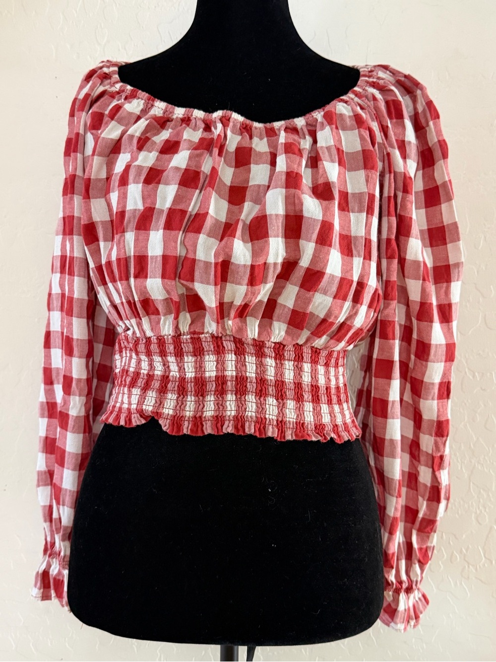 Beyond the Radar red and white gingham crop top